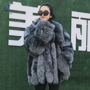 2019 Phụ Nữ Thời Trang Loose Oversize Dài Tay Áo Áo Khoác Mùa Đông Tùy Chỉnh Ladies Fox Áo Khoác Lông Thú