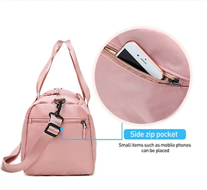 Toptan özel moda logosu katlanabilir spor salonu kadın erkek su geçirmez silindir seyahat çantası pembe spor çantası - Product Image 3