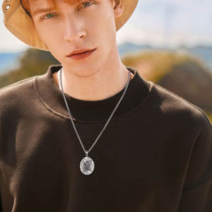 Collar con colgante de energía de moda Saint <span class=keywords><strong>Azrael</strong></span> sin deslustre de resina cristiana de fe religiosa de joyería fina de Plata de Ley 925 para hombre - Product Image 2