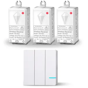 Interruptor de luz inalámbrico de pared de 3 vías de 3 entradas 6 Patentes principales Mini receptor 200M Rango de Control remoto 10A Interrupteur mural sans fil - Product Image 1
