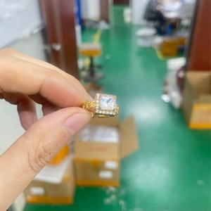 Tarnish Free Stainless Steel <b>Open</b> Cuff Adjustable Cz <b>Ring</b> PVD Gold Plated square Zircon Wedding <b>Ring</b> for Women - Product Image 2