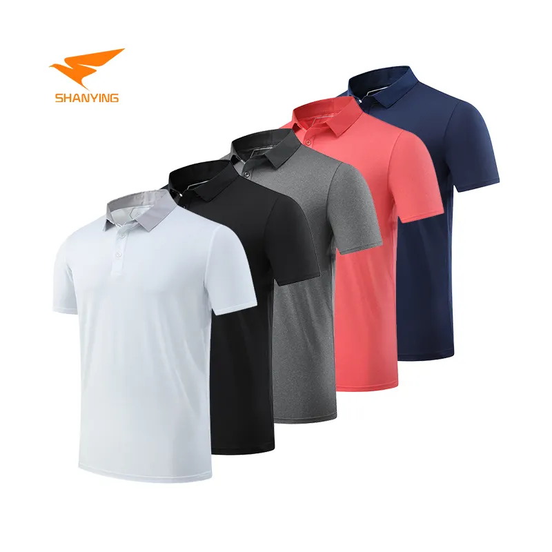 Özel Logo hızlı kuru boş düz spor giyim erkekler atletik koşu Golf Spandex Polyester erkek işlemeli Polo gömlekler