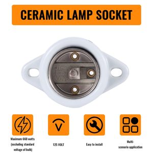Porcelana Cerámica E26 Portalámparas Socket 6 Pulgadas Interior Garaje Iluminación <span class=keywords><strong>Base</strong></span> Media <span class=keywords><strong>2</strong></span> Agujeros Tornillo Estilo Alambre Armario Iluminación - Product Image 3