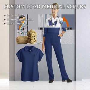Conjunto de Uniforme Médico para Mujer con Logotipo Personalizado, Pantalones de Enfermera de Jersey Elástico de Manga Corta, Ropa de Trabajo para Hospital - Product Image 2