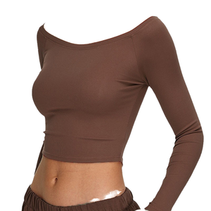 XW-TM0214 Top Corto Deportivo para Mujer, con Estampado, Hombros Descubiertos, para Yoga, Ejercicio, Tallas Grandes, Absorbe el Sudor, Manga Larga, para Gimnasio - Product Image 6