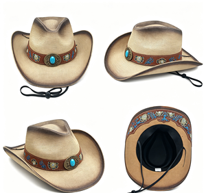 Sombrero de vaquero de paja de papel para hombre, estilo Texas, con ala moldeable, tipo Stetson, personalizado, de ganchillo - Product Image 4