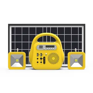 Alimentation Portable 12W petit générateur solaire Portable à domicile Mini Kit de systèmes d'énergie solaire avec lumière et Radio
