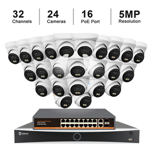 ระบบกล้อง5MP แบบ POE IP67 24ชิ้นกล้องป้อมปืน5MP 32CH 12MP NVR 16Ch POE สวิตช์ตรวจจับการเคลื่อนไหว - Product Image 1