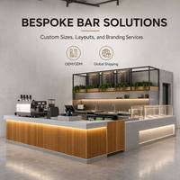 Comptoir de café pour boulangerie commerciale, sur mesure, avec éclairage LED, en pierre et bois grainé