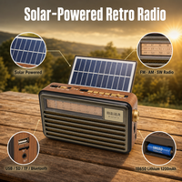 Radio portable rétro OEM 3 bandes FM AM SW rechargeable solaire avec Bluetooth, lampe de lecture LED, lecteur de carte USB TF pour camping et situations d'urgence
