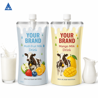 Pochettes personnalisées imprimées en gros pour boissons lactées, avec bec verseur et bouchon à vis, qualité alimentaire, 200 ml, pour jus, lait et boissons aux fruits