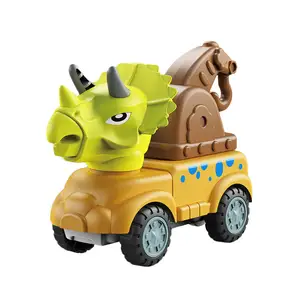 새로운 디자인 어린이 클래식 작은 차량 만화 공룡 관성 자동차 마찰 건설 장난감 동물 장난감 크레인 트럭