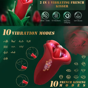 เครื่องกระตุ้นความสุขทางเพศแบบกันน้ำ 100% รูปทรงดอกกุหลาบ พร้อมฟังก์ชั่นดูดและเลีย กระตุ้นหัวนมและคลิตอริส  10 ระดับความแรง - Product Image 3