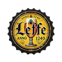Tapas de botella de Metal decorativas, 35cm, forma de tapa de botella de cerveza redonda Retro, carteles de hojalata de Metal Vintage, decoración de arte de pared, Impresión de Metal