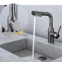 Robinet de cuisine moderne classique en chrome, à rotation à 360°, avec noyau en céramique magnétique, à poignée unique, finition brossée, à extraction, eau chaude et froide, montage sur plan de travail