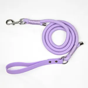 Pet boutique wholesale customized rope dog leash with a padded handle PVC waterproof pet leash lead