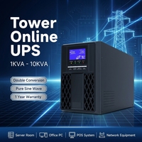 Nouvel onduleur en ligne HV de haute qualité 1K/2K/3K/6K/10KVA à double conversion, onde sinusoïdale pure, avec batterie au plomb intégrée pour serveur informatique