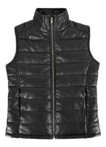 Chaleco de Mujer Personalizado 100% Cuero Nappa Negro Acolchado con Acabado Vintage y Patrón Acolchado, Marca Privada OEM/ODM Heritage - Product Image 4