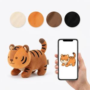 Peluche de tigre personalizado con abrigo naranja cálido, rayas negras finas y cola corta rizada, mascota de la marca Jungle Custom. - Product Image 1