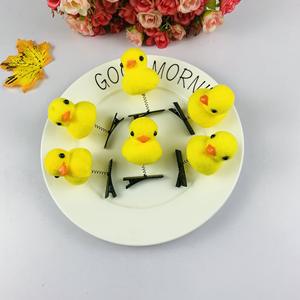 Fermaglio per capelli giallo anatra per bambini ragazze accessori per capelli di pollo in velluto simulato in gomma resistente - Product Image 2