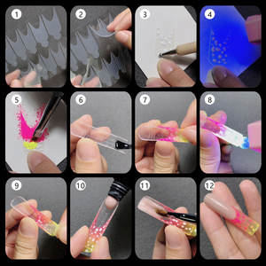 Nouveau 12 Designs Français Double Forme Nail Tip Pads Autocollants Cristal <span class=keywords><strong>Silicone</strong></span> Moule Autocollant pour Ongles Français Nail Moules <span class=keywords><strong>Silicone</strong></span> Pads - Product Image 6