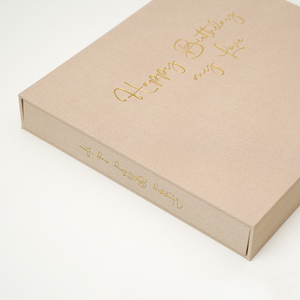 Libro de Recuerdos de Lino con Logotipo Personalizado, Feliz Cumpleaños Mi Amor, con Papel Dorado y Caja de Regalo a Juego - Product Image 5