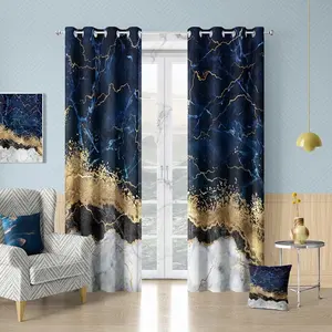3D digital print gold marble curtain light luxury atmospheric curtain factory wholesale