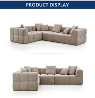 Canapé d'angle en tissu touffeté style moderne, sans cadre, en forme de L, pour salon, ensemble de meubles modulaires compressés sous vide