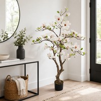 Plante artificielle en pot de magnolia en PEVA avec logo personnalisé, toucher réel, simulation de bonsaï pour la décoration de mariage et de bureau (vente en gros)