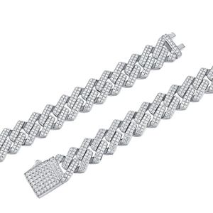 Xinfly Wholesale Fine Jewelry Hip Hop 925 <b>Solid</b> Sterling <b>Silver</b> 10mm 14mm Ice Out Moissanite Diamond Cuban Link <b>Bracelets</b> - Product Image 3