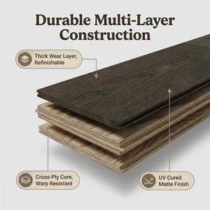Planchers en bois d'ingénierie multicouche style récupéré, en <span class=keywords><strong>chêne</strong></span> blanc, avec traces de sciage et trous de clou pour usage extérieur et intérieur - Product Image 4