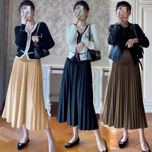 Ingrosso <span class=keywords><strong>gonna</strong></span> lunga incinta traspirante di alta qualità per le donne di maternità gonne a pieghe a vita alta aderenti invernali - Product Image 2