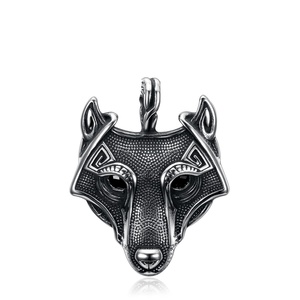 Colgante Unisex de Acero Inoxidable con Diseño 3D de Cabeza de Lobo Vikingo, Chapado en Oro de 18K, Joyería con Colgante de Animal, Amuleto Cristiano con Diamantes - Product Image 4