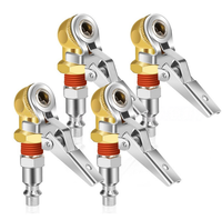 4 PCS Brass Tire Air Chuck 1/4 NPT Quick Connect Clamp-On Sealed Ball Valve PTFE Seal Pneumatic Tools Accessories Inflator