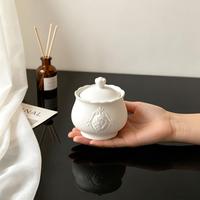 M63853 Pot de rangement vintage gaufré avec couvercle, moule en silicone pour gypse, bougie d'aromathérapie, récipient à bougie