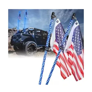 Universele Antennes Voor Vrachtwagen Rgb Jagen Vlag Lichten Antena Led Whip Light Flexibele Atv 4X4 Whips Lights Utv Atv Accessoires