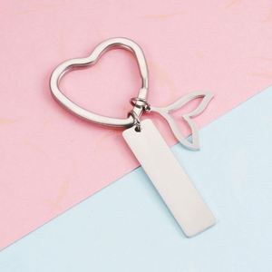 Heart Blank Metal Keychain Personalized DIY <b>Custom</b> Mirror Polished Gold Stainless Steel Key Ring Laser Engraving Logo Key Chains - Product Image 2