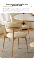 Mesa de comedor redonda de estilo crema, mesa redonda de madera maciza, mesa de comedor pequeña para apartamento, mesa de comedor de losa de roca, mármol y silla