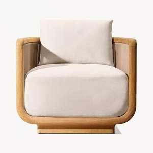 Conjunto de Sofás Modernos de Madera de Teca <span class=keywords><strong>para</strong></span> Exteriores, Cojines Impermeables Ecológicos de Secado Rápido <span class=keywords><strong>para</strong></span> Jardín, Playa, Villa, Muebles de Patio - Product Image 2