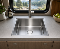 Évier de cuisine encastré à cuve unique en acier inoxydable brossé, design moderne et luxueux, avec robinet intégré, 1 trou, garantie 1 an, fabriqué à la machine
