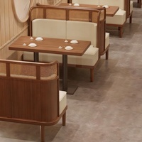 Meubles de restaurant sur le thème de l'Asie du Sud-Est, canapés en rotin, table et chaises en bois massif, JUN HENG JX-0545, usage commercial