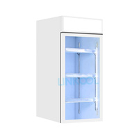 Mini-réfrigérateur commercial vertical 105L avec porte vitrée simple et refroidissement par ventilateur pour boissons