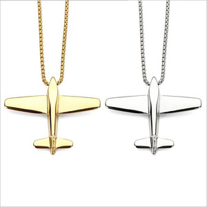 <span class=keywords><strong>Collana</strong></span> con Ciondolo a Forma di Aeroplano in Acciaio Inossidabile Placcato Oro con Diamanti, Stile Hip Hop, Vendita all'Ingrosso - Product Image 1