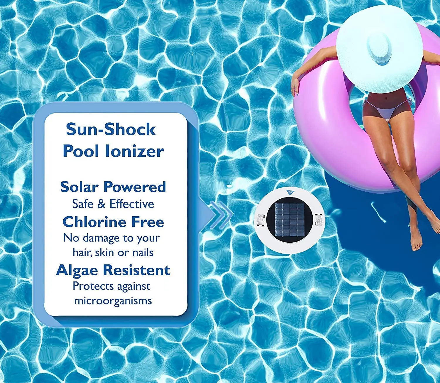 Yutong Lifestyle schwimmender solarbetriebener Pool-Ionisator Schwimmbad-Salt chlorfrei für Poolreiniger und Reiniger