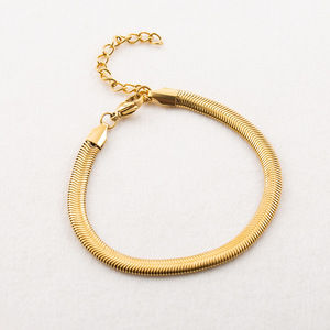 yunnique Snake Bone <b>Chain</b> Bracelet 18K Gold Plated <b>Titanium</b> Steel Unisex Fashion Jewelry Geometric Design - Product Image 2