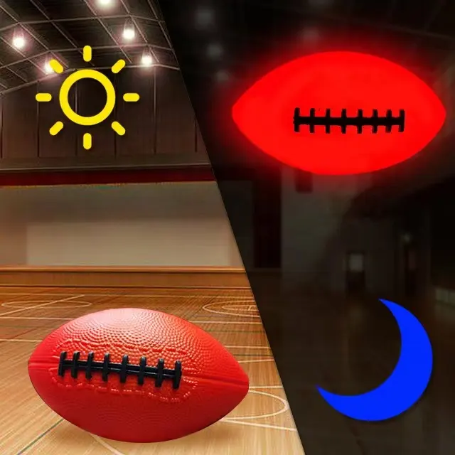 LED leuchten im Dunkeln leuchten benutzer definierte Logo Gummi American Football Größe 1 für Kinder