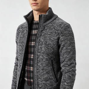 <span class=keywords><strong>Cardigan</strong></span> da Uomo in Maglia di Alta Qualità con Cerniera, ODM & OEM, Manica Lunga, Strutturato, Casual, <span class=keywords><strong>Grigio</strong></span>, per Autunno e Inverno, Vendita all'Ingrosso - Product Image 5