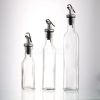 Vente de fabrication de bouteilles en verre d'huile d'olive carrées transparentes vides de 250 ml (8 oz) avec couvercles métalliques