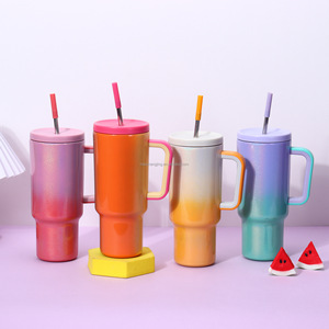 Taza aislada de acero inoxidable 304 de gran capacidad con mango de doble color 40 oz Rainbow Gradient Ice <span class=keywords><strong>Bully</strong></span> Cup Office Cup - Product Image 2