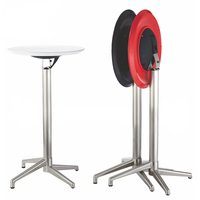 Pas cher prix rond extérieur en plastique haut tables de bar pliable en aluminium blanc noir rouge table de bar ensemble